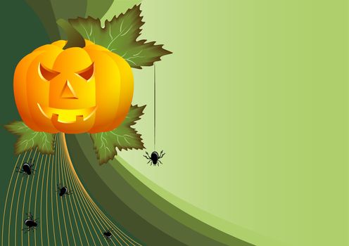 greeting card for Halloween with pumpkins vector illustration