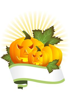 greeting card for Halloween with pumpkins vector illustration