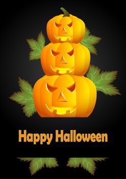 greeting card for Halloween with pumpkins vector illustration