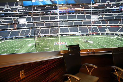 ARLINGTON - JAN 26: A view of Cowboys Stadium in Arlington, Texas from one of Jerry Jones' luxury suites. Sight of Super Bowl XLV. Taken January 26, 2011 in Arlington, TX.