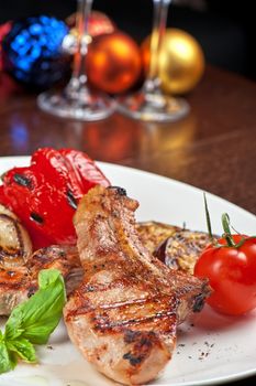 Christmas meat with vegetable for Holiday dinner