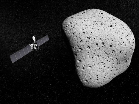 Rosetta probe and comet 67P Churyumov-Gerasimenko - Elements of this image furnished by NASA