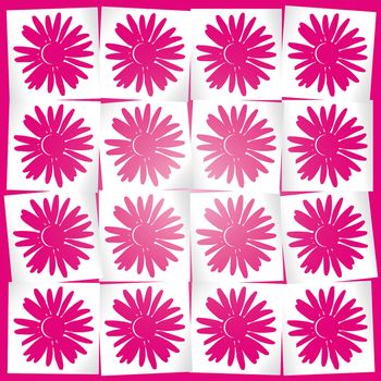 pink background with floral pattern, simple squares
