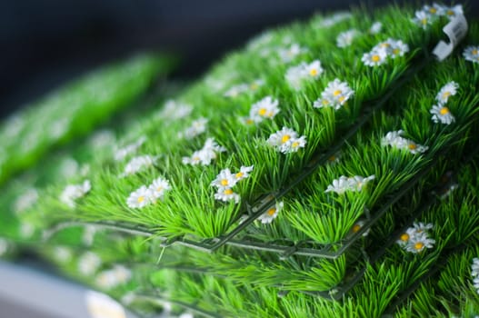 artificial grass and flowers