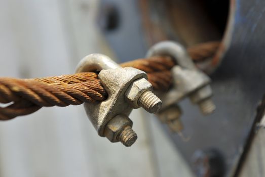 Rusty steel wire rope cable and locker