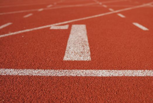 Athletic running track in stadium