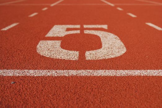 Athletic running track in stadium