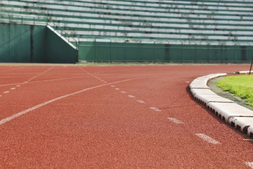 Athletic running track in stadium