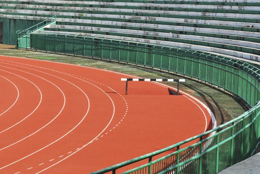 Athletic running track in stadium