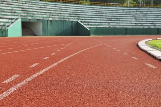 Athletic running track in stadium