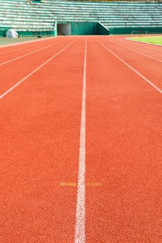 Athletic running track in stadium
