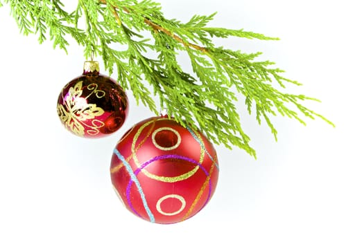 Christmas Decoration Hanging From a Christmas Tree on White Background