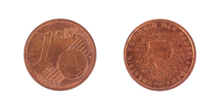 One euro cents coin, isolated on white