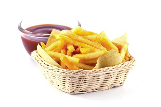 Traditional French fries with ketchup