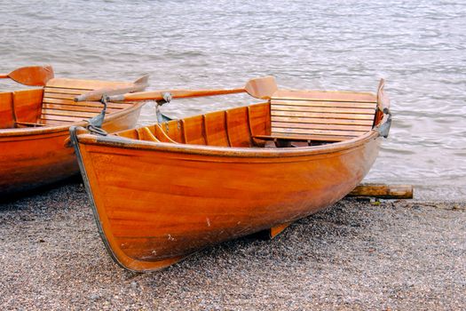 rowboat at the edge of the lake