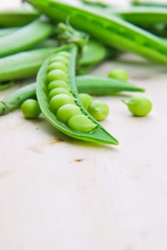 Fresh green pea pod