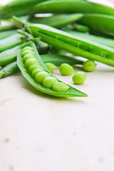 Fresh green pea pod