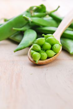 Fresh green pea pod