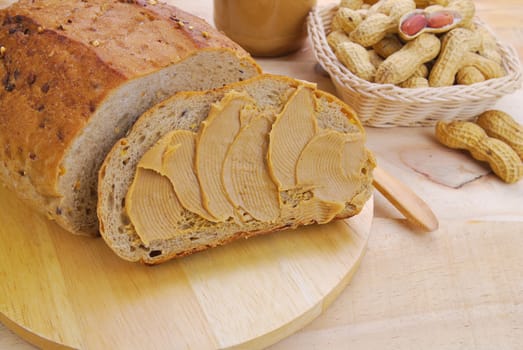 Peanut butter and whole grain , whole wheat bread