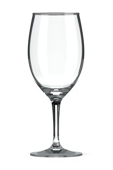 Empty Single Transparent Wine Glass on White Background