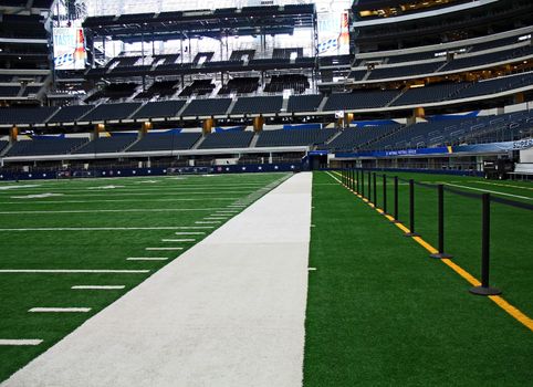 ARLINGTON - JAN 26: A view of the side line in Cowboys Stadium in Arlington, Texas sight of Packers Steelers Super Bowl XLV. Taken January 26, 2011 in Arlington, TX.