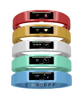 Activity trackers with different interfaces and colors