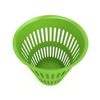 Green waste basket on white background