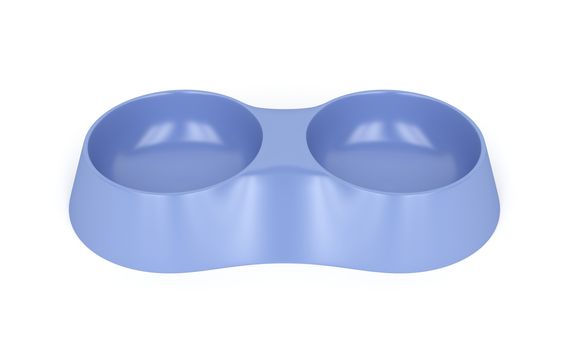 Plastic pet bowl on white background