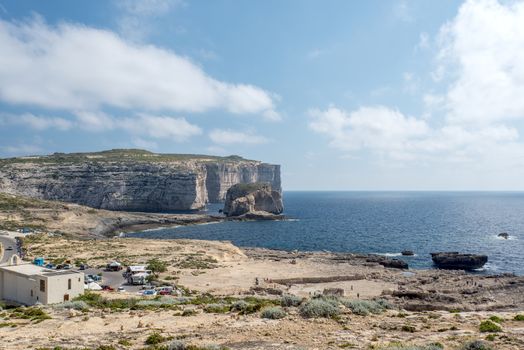 White cliffs at the coast near Azure window on Gozo Island, Malta
