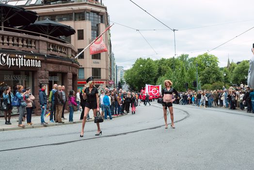 OSLO, NORWAY - JUNE 28: Europride parade in Oslo on June 28, 2014. The Parade is 3 km long.