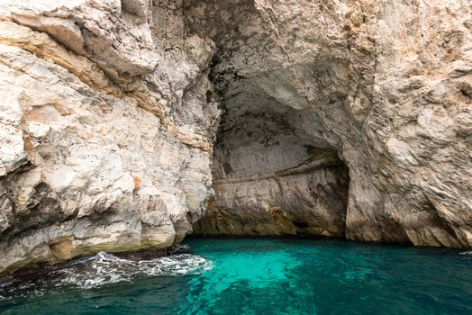 Caves and cliffs at the coast of Gozo Island, Malta