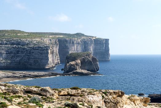 White cliffs at the coast of Gozo Island, Malta