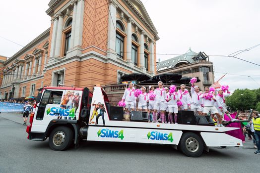 OSLO, NORWAY - JUNE 28: Europride parade in Oslo on June 28, 2014. The Parade is 3 km long.