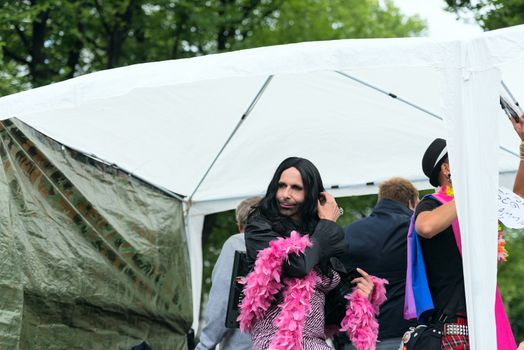 OSLO, NORWAY - JUNE 28: Europride parade in Oslo on June 28, 2014. The Parade is 3 km long.