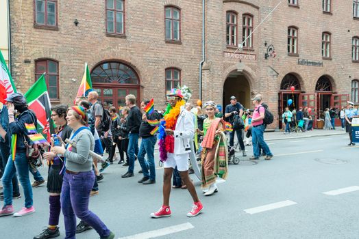 OSLO, NORWAY - JUNE 28: Europride parade in Oslo on June 28, 2014. The Parade is 3 km long.