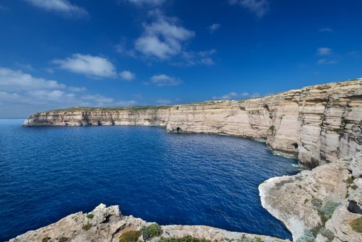 White cliffs at the coast of Gozo Island, Malta
