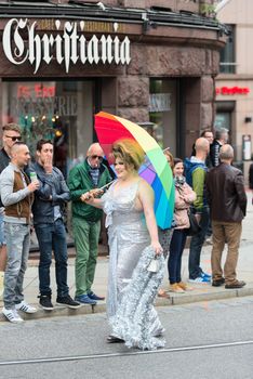 OSLO, NORWAY - JUNE 28: Europride parade in Oslo on June 28, 2014. The Parade is 3 km long.