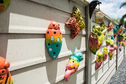 the fancy fence or wall with cartoon bugs ideal for decoration