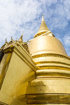 the gorgeous public golden pagoda at Wat Phra Kaew in Bangkok, Thailand