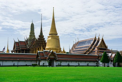 the public Thai temple pagoda in the middle part of Thailand