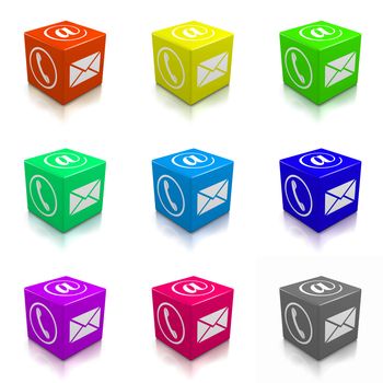 Contact Us Colorful Cubes Collection on White Background