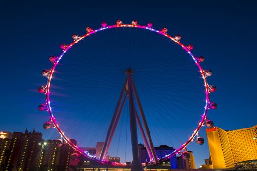 LAS VEGAS - MARCH 15 : The High Roller at the Linq, a dining and shopping district at the center of the Las Vegas Strip on March 15 2014 , The High Roller is the world's largest observation wheel