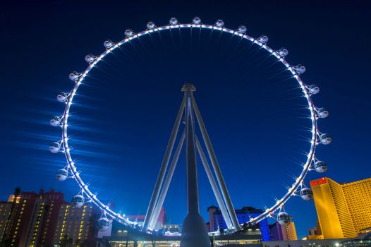 LAS VEGAS - MARCH 15 : The High Roller at the Linq, a dining and shopping district at the center of the Las Vegas Strip on March 15 2014 , The High Roller is the world's largest observation wheel