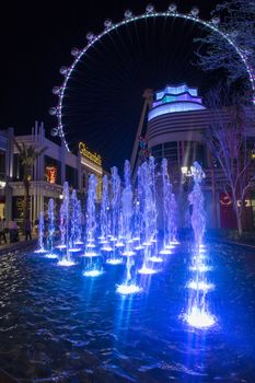 LAS VEGAS - MARCH 15 : The Linq, a dining and shopping district and High Roller at the center of the Las Vegas Strip on March 15 2014 , The High Roller is the world's largest observation wheel