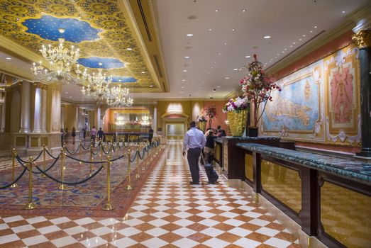 LAS VEGAS - APRIL 05 : The interior of the Venetian hotel & Casino in Las Vegas on April 05, 2014. With more than 4000 suites it's one of the most famous hotels in the world.