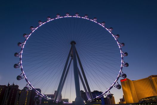 LAS VEGAS - MARCH 15 : The High Roller at the Linq, a dining and shopping district at the center of the Las Vegas Strip on March 15 2014 , The High Roller is the world's largest observation wheel