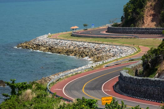 Winding road by the sea in Chanthaburi, Thailand