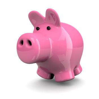 Cute Pink Piggy Isolated on White Background 3D Illustration