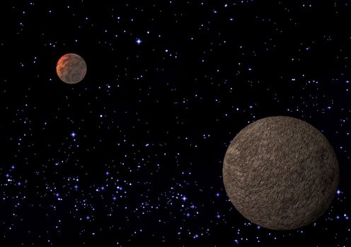 Far-out planets in a space against stars. "Elements of this image furnished by NASA".