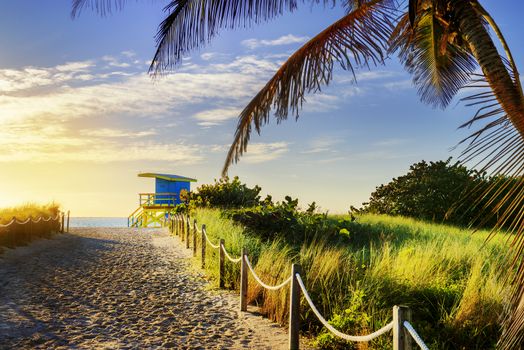 Colorful Lifeguard Tower in South Beach, Miami Beach, Florida, USA 